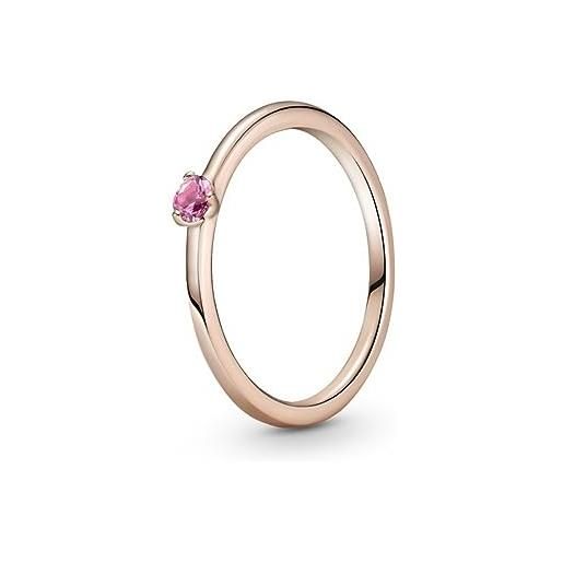 Pandora anello da donna solitario rosa 189259c03, metallo prezioso, cristallo
