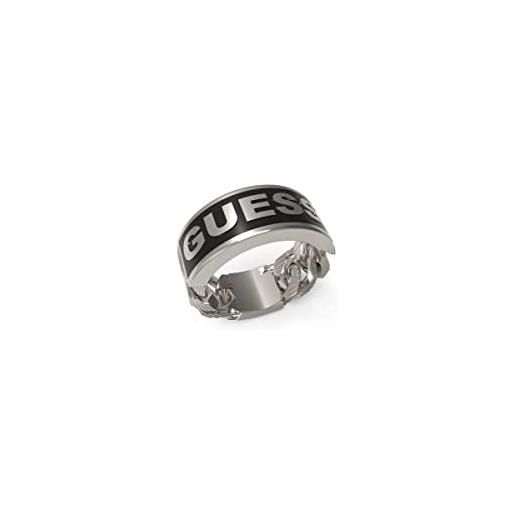 GUESS collezione x power, anello da uomo in acciaio inox, argento e nero, il regalo perfetto per gli uomini alla moda. , small, acciaio inossidabile, non applicabile. 