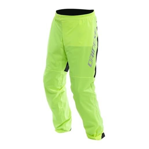 Dainese - ultralight rain pants, pantaloni antipioggia impermeabili e antivento, ultra leggeri, ripiegabili, pantaloni antipioggia per moto, unisex, giallo fluo, xxxl