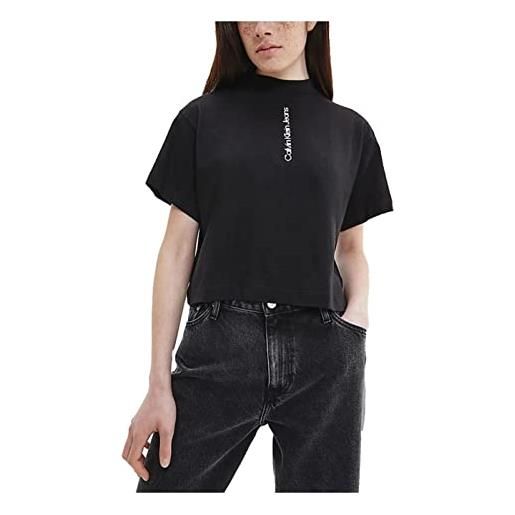 Calvin Klein Jeans back vertical faded logo tee t-shirt, ck black, xs donna