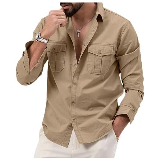 OlyljpinZ uomo casual camicia elegante camicie da lavoro basic classico abbottonato slim fit camicie manica lunga business shirts con tasca
