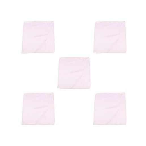 Paowsietiviity fazzoletto da taschino quadrato in seta di gelso tinta unita grigio argento, set da 5 (rosa), etichettalia unica