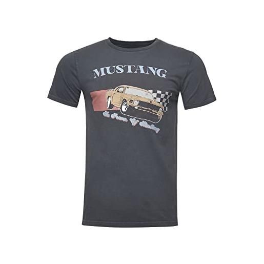 Recovered ford the power of mustang charcoal washed t-shirt, multicolour, m uomo