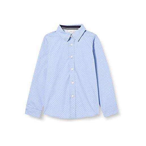 Name it nkmnisa ls - maglietta noos, camicia bambini e ragazzi, blu dusty / stampa: dot, 134-140