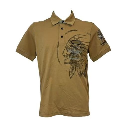 Aeronautica Militare polo po1781p, da uomo, maglia, t-shirt, maglietta, maniche corte (l, marrone chiaro)