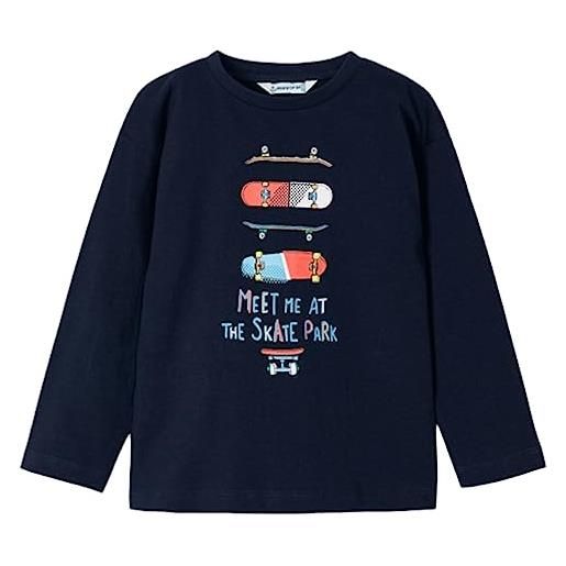 Mayoral t-shirt manica lunga bambino 4 anni - 104 cm color blu stampa skateboards