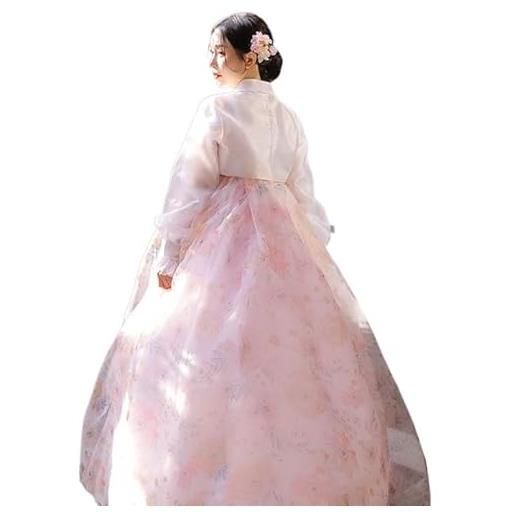 BIVOO abbigliamento tradizionale coreano da donna 2023 summer new pink print garza court wedding dress cosplay holiday perform
