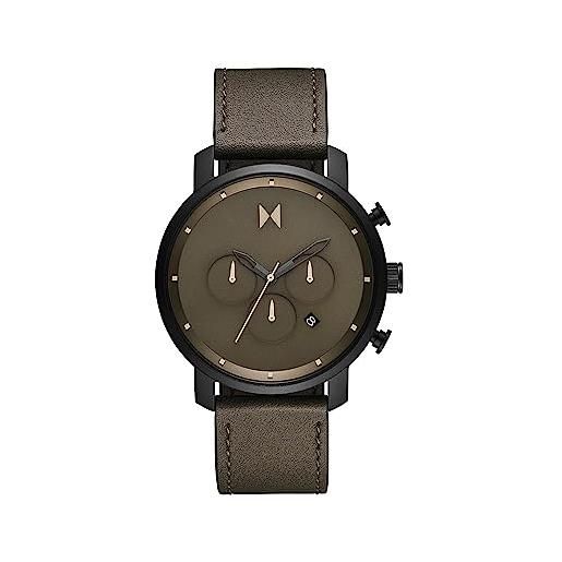 MVMT orologio con cronografo al quarzo da uomo collezione chrono con cinturino in ceramica, pelle o acciaio inossidabile verde (green)