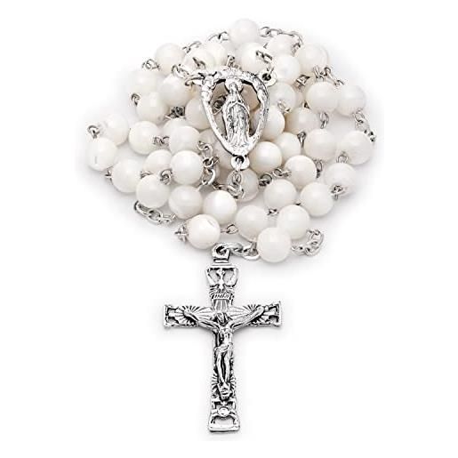 Mondo Cattolico rosario tradizionale in madreperla dedicato al sacro cuore di gesù