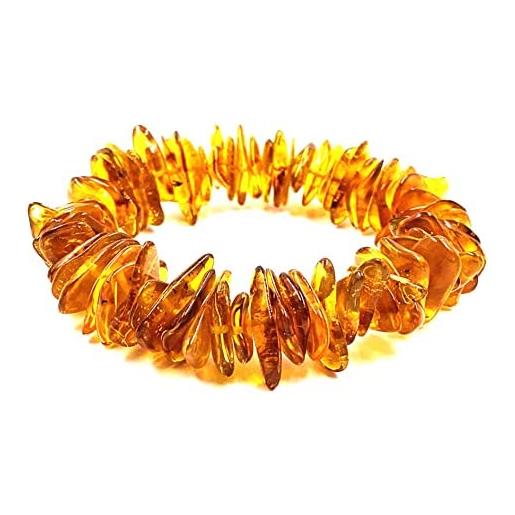 Amber Stone bracciale in ambra baltica naturale perline in ambra grezza unisex - gioielli in ambra per adulti, ambra
