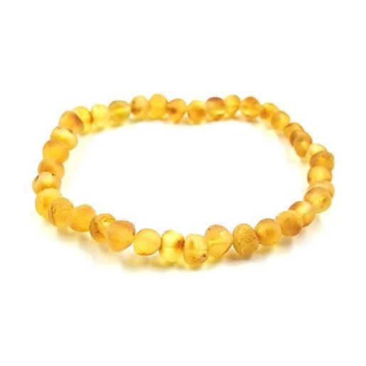 Amber Jewelry Shop amber jewelry pas-05 shop braccialetto in ambra baltica naturale per adulti (donna/uomo), realizzato a mano con perle di ambra baltica grezza/non lucidate
