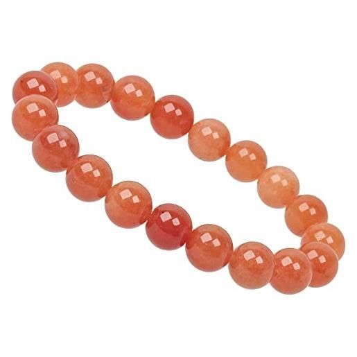 ELEDORO power. Bead - bracciale da donna elasticizzato con perle preziose, 10 mm, colore: rosso avventurina, gemma gemma vera avventurina arancione, avventurina rossa. 