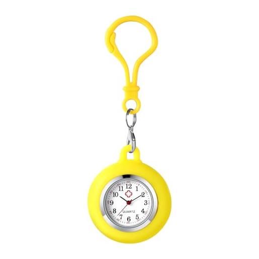 Avaner orologio da tasca in silicone con moschettone: perfetto per unisex per alpinismo, escursionismo e uso quotidiano, busta di orologio rimovibile, giallo