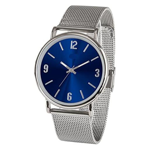 Zeit-Bar orologio da polso da uomo, in acciaio inox, con cinturino in rete, bracciale