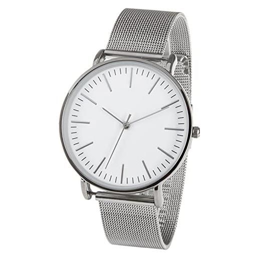 Zeit-Bar orologio da polso da uomo, in acciaio inox, con cinturino in rete, bracciale
