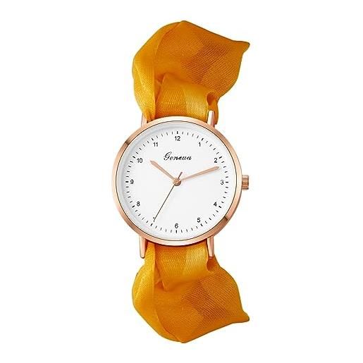 Avaner orologio da polso da donna, con cinturino elasticizzato, movimento al quarzo, analogico, orologio da donna, colore: arancione. 