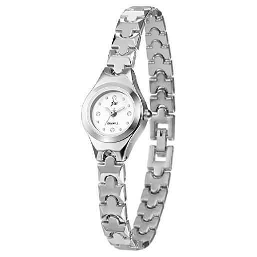 Avaner orologio da polso da donna, ultra sottile, con strass, analogico, al quarzo, per donne e ragazze, e-silver