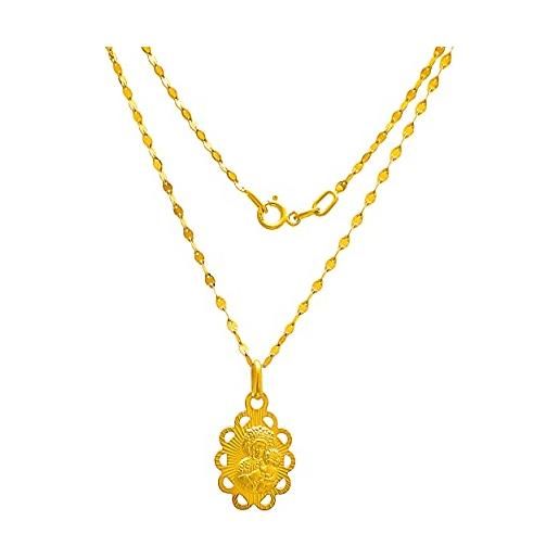 Lumari Gold collana in oro giallo 333 8 carati, con ciondolo a forma di vergine maria madonna, incisione per donne, ragazze e ragazzi