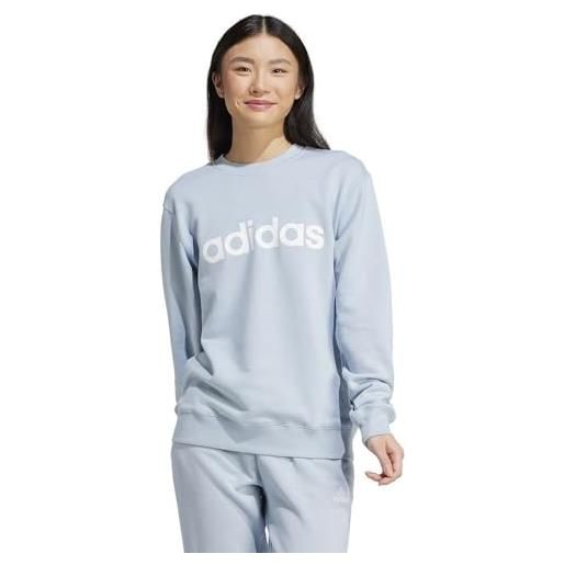 adidas essentials linear french terry sweatshirt maglia di tuta, wonder blue/white, xl women's