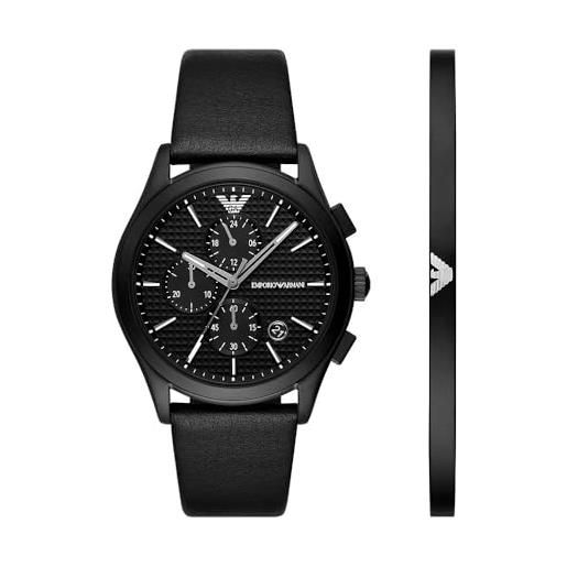 Emporio Armani set con cronografo da uomo e bracciale in acciaio nero, ar80070set