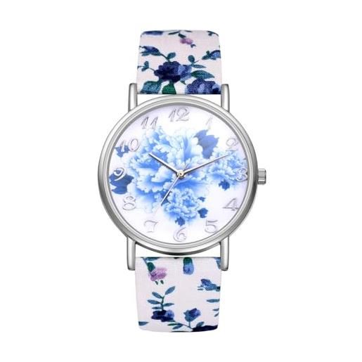 Silverora orologio da donna, al quarzo, analogico, stile boemien, con quadrante digitale grande, blu