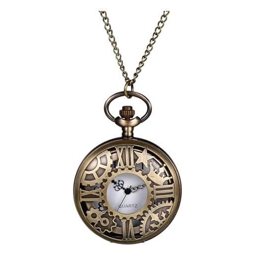 Silverora orologio da tasca con numeri romani per compleanno, festa del papà, natale, corona