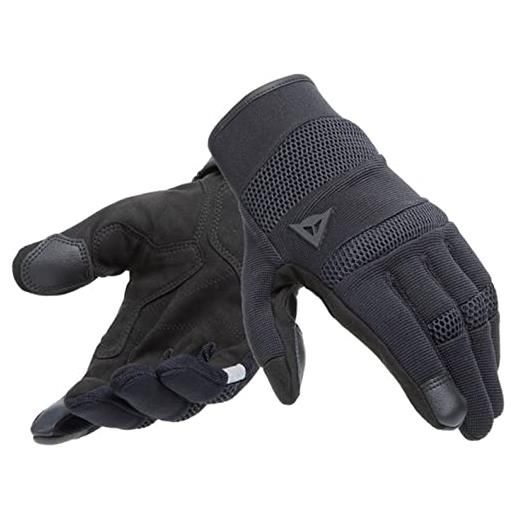 Dainese - athene tex gloves, guanti moto estivi da uomo con compatibilità touchscreen, palmo rinforzato in pelle scamosciata, leggeri e traspiranti con inserti elasticizzati, nero