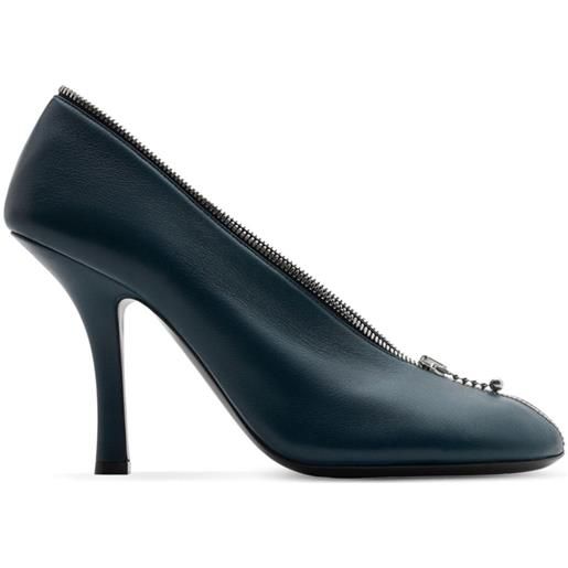 Burberry pumps baby zip 100mm in pelle - blu