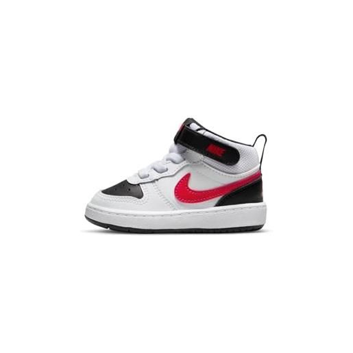Nike court borough mid 2, sneaker unisex-bambini, white/university red-black, 21 eu
