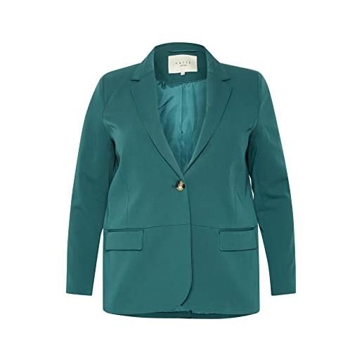 Kaffe Curve plus-size women's blazer long sleeves single button front pockets, avventurina, 46 donna