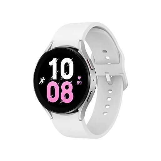 SAMSUNG smartwatch galaxy watch5 44 mm, monitoraggio del benessere, fitness tracker, lunga durata della batteria, bluetooth, argento [versione italiana]