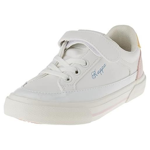 Kappa mia kid ev, scarpe con lacci, bianco/rosa/giallo, 34 eu