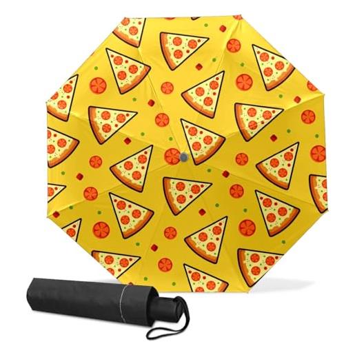 GISPOG ombrello pieghevole automatico, superficie stampa pizza, italiano, impermeabile, compatto sole e pioggia, ombrelli da viaggio per donne e uomini, colore unico, taglia unica