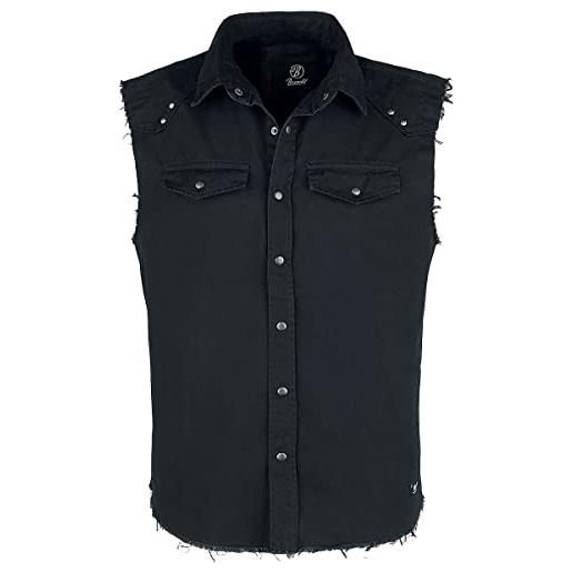 Brandit vintage shirt sleeveless camicia, nero, xxl uomo