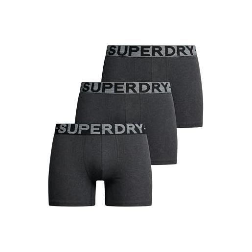 Superdry boxer triple pack, boxer a pantaloncino uomo, raven black marl, 