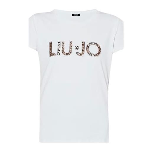 Liu Jo Jeans t shirt donna liu jo basica con logo animalier nero es24lj22 va4105 js003 xl
