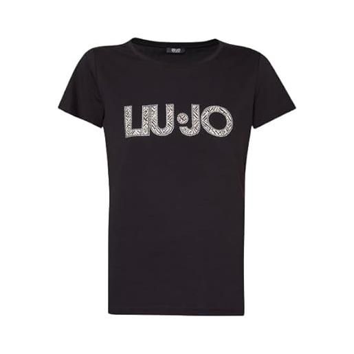 Liu Jo Jeans t shirt donna liu jo basica con logo animalier nero es24lj22 va4105 js003 m