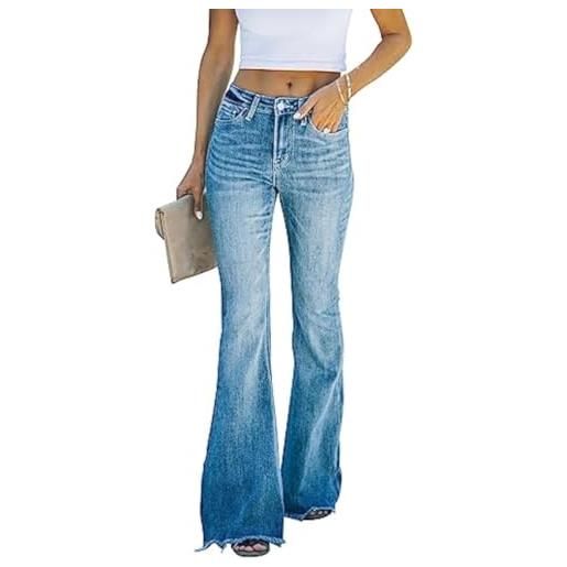 Yeooa jeans da donna jeans a forma di ventura jeans da donna jeans a forma di bootcut jeans a vita alta da donna (blu, s)