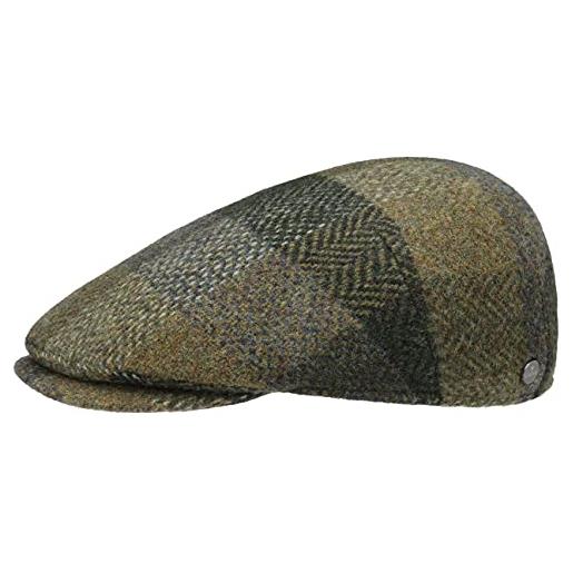 LIERYS coppola capri virgin wool uomo - made in italy cappellino lana cappello piatto con visiera, fodera autunno/inverno - 59 cm verde