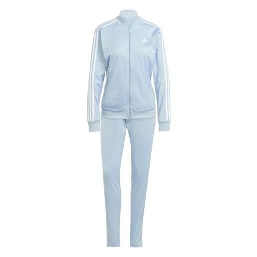 adidas essentials 3-stripes track suit tuta, wonder blue/white, m women's