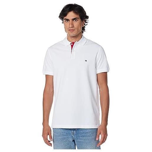 Tommy Hilfiger maglietta polo maniche corte uomo contrast placket reg polo regular fit, bianco (white), m