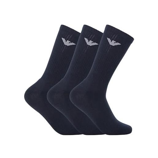 Emporio Armani uomo 3-pack medium socks sporty terrycloth confezione da 3 calzini medi, bianco, taglia unica