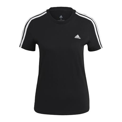 adidas essentials slim 3-stripes, t-shirt, donna, black/white, 2xl petite
