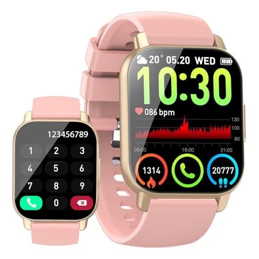 Csasan smartwatch uomo donna, orologio smartwatch con 110+ modalità sportive, impermeabile smart watch con activity tracker contapassi/cardiofrequenzimetro/monitoraggio del sonno per android/ios, rosa