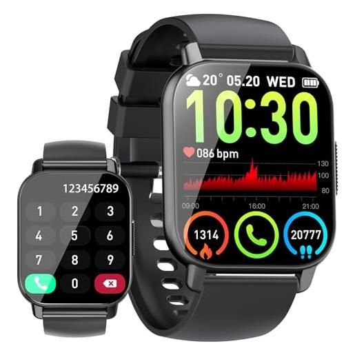 Csasan smartwatch uomo donna, 1.85 orologio smartwatch con 110+ modalità sportive, ipx7 impermeabile smart watch con activity tracker contapassi/cardiofrequenzimetro/monitoraggio del sonno, nero