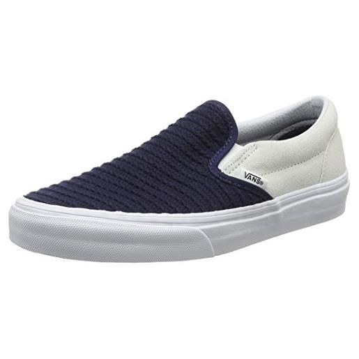 Vans classic slip-on, scarpe da ginnastica basse unisex adulto, nero (suede/woven navy blue/true white), 43 eu