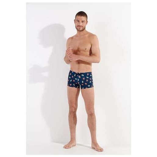 HOM boxer da bagno beach club swim trunks, stampa aragoste e cocktail sfondo marino, s uomo