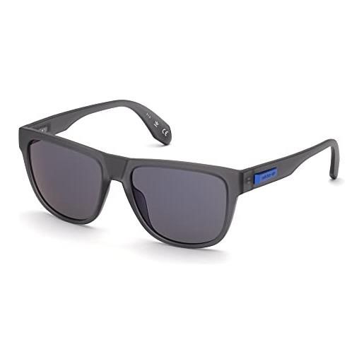 adidas originals or0035 occhiali da sole unisex, occhiali da sole uomo e donna leggeri, forma lente navigator, lenti specchiate blu, grigio