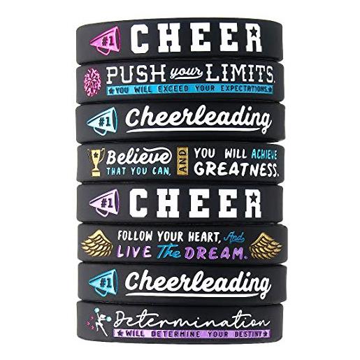Inkstone (confezione da 12) braccialetti motivazionali per cheerleader - regali per la squadra di cheerleader in grandi quantità, bomboniere per le cheerleader donne
