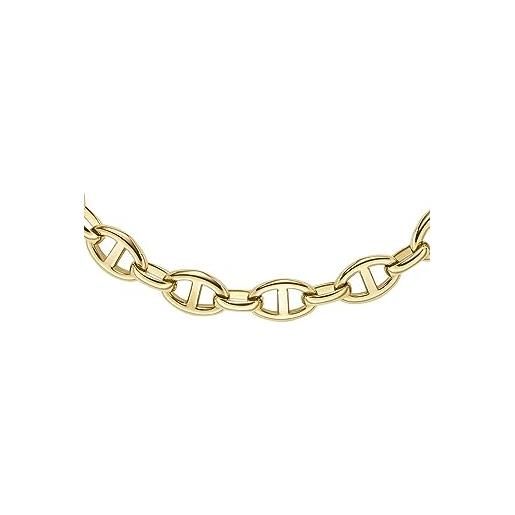Fossil bracciale da donna, heritage d-link in oro, collana con catena ad ancora, oro (gold)
